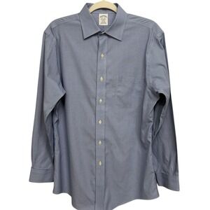 Brooks Brothers Regent Fit Non Iron Blue Gingham Dress Shirt Mens 15 12 33